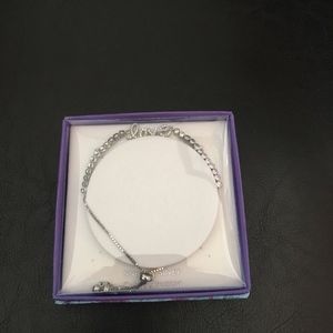 Script Love Bracelet with Bezel set Stones, Adjust